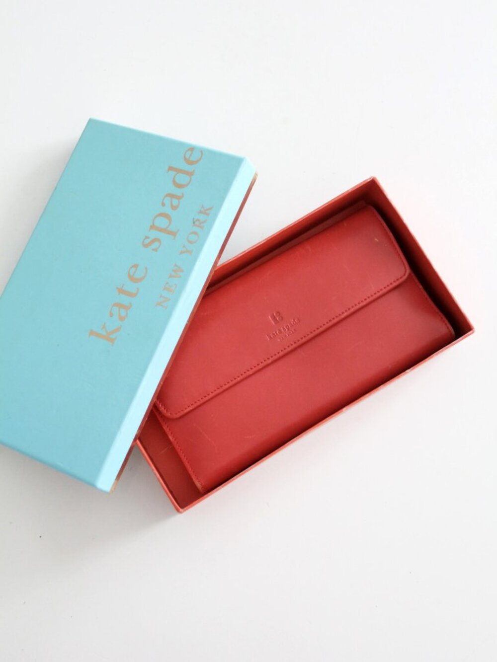 Kate Spade red leather wallet with box